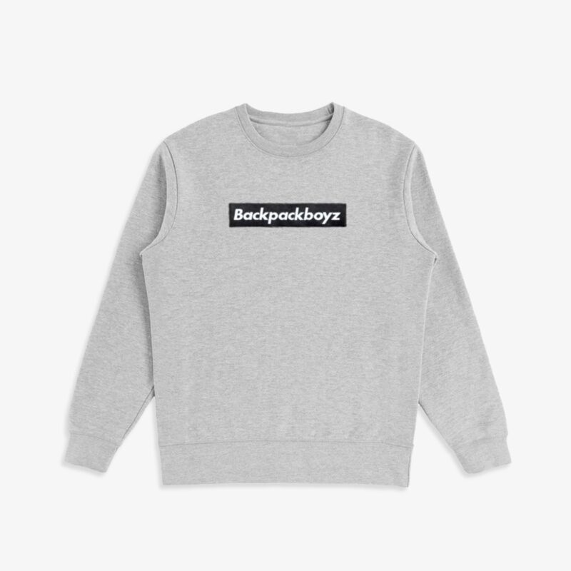 Embroidered Box Logo - Crewneck Sweater Heather Grey