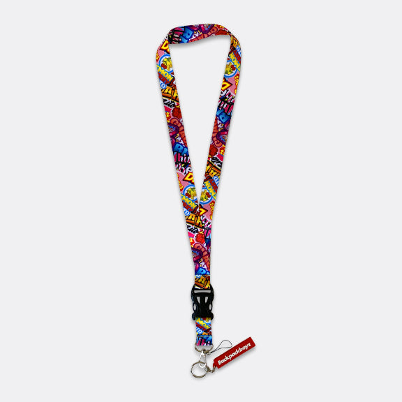 Strain Lanyard Multi w/ Key Chain Red