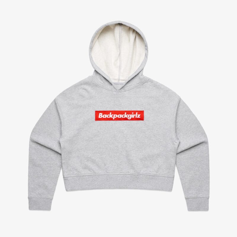 Women's Embroidered Box Logo - Cropped Hoodie Heather Grey